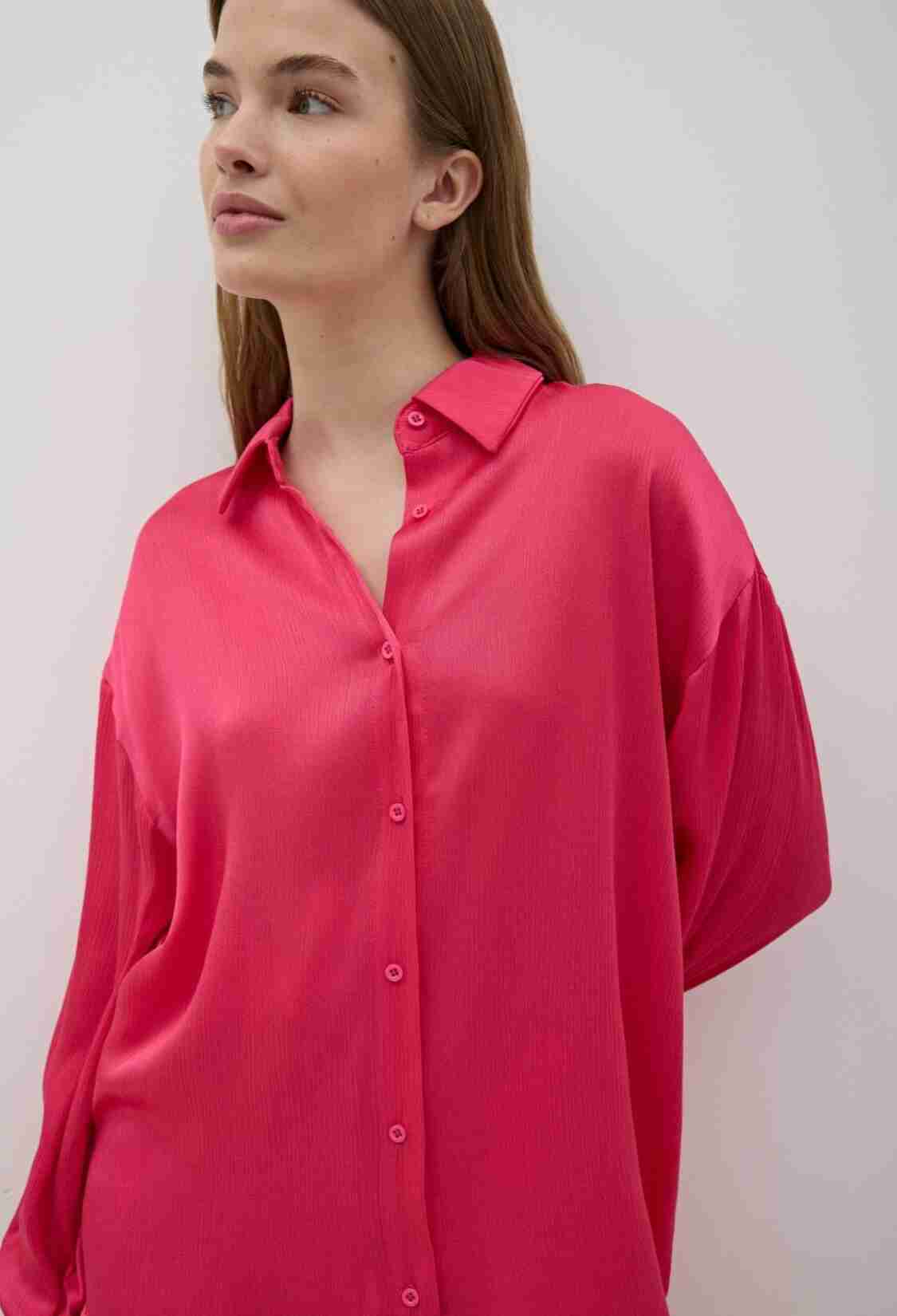 Women's Front Buttoned Oversize Satin Shirt - Brand: Levure - Women & Kids, Baby Clothes Wholesale - TheBS Women