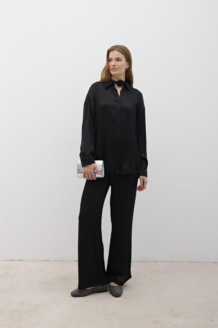 Women's Elastic Waist Satin Pants - Producer: Levure - Wholesale Women Clothes - TheBS Women