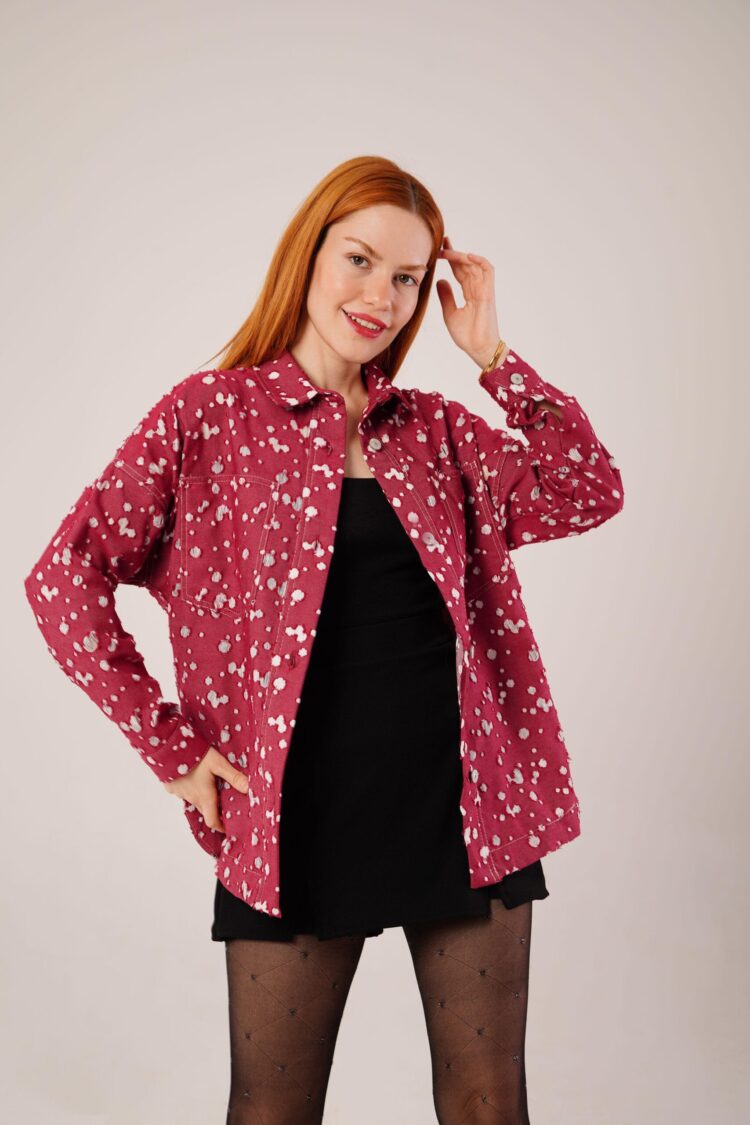 Vintage Look Denim Wholesale Burgundy Shirt - Producer: Lustrin - Wholesale Women Clothes - TheBS Women