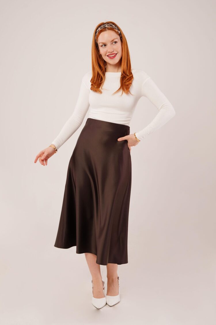 Bell Cut MidiWholesale Satin Skirt - Producer: Lustrin - Wholesale Women Clothes - TheBS Women