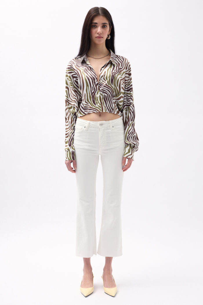 Patterned Crop Shirt - Green - Producer: Black Fashion - Wholesale Women Clothes - TheBS Women