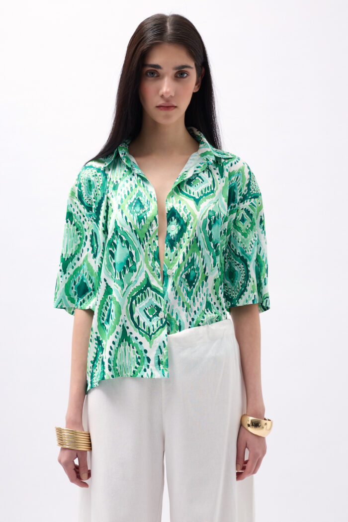 Patterned Satin Shirt - Producer: Black Fashion - Wholesale Women Clothes - TheBS Women