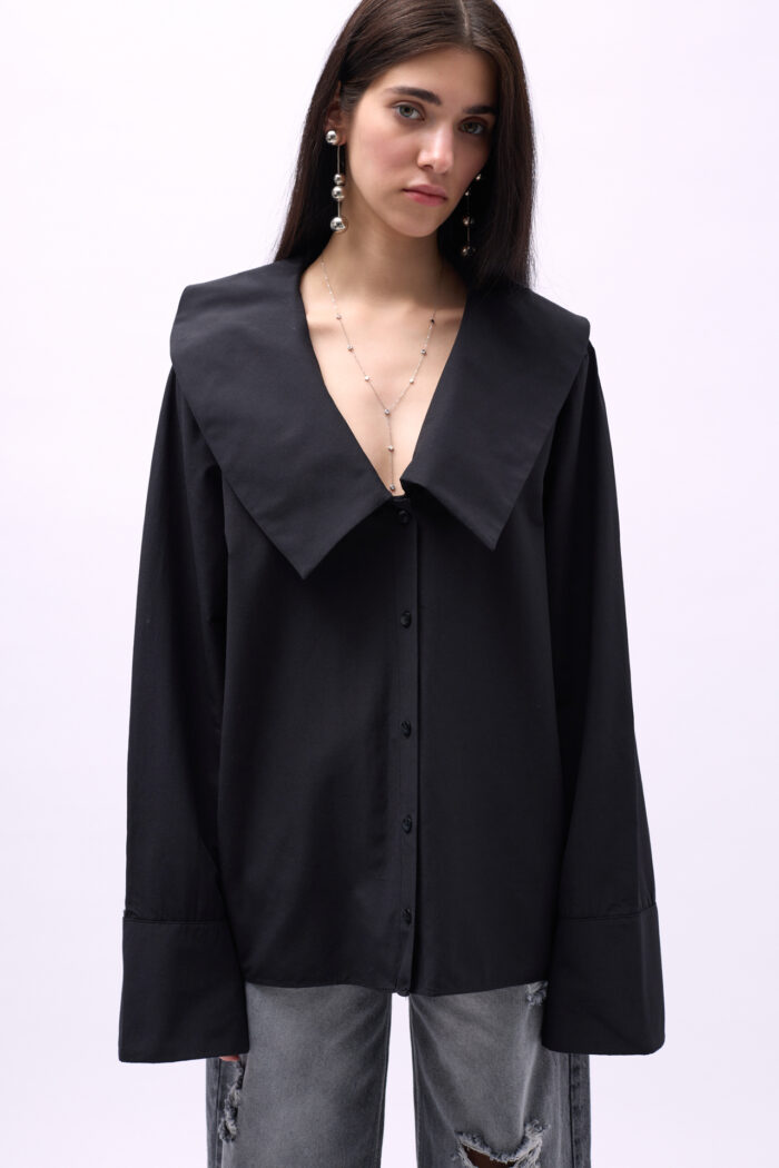 Wide Collar Ruffle Sleeve Shirt - Producer: Black Fashion - Wholesale Women Clothes - TheBS Women