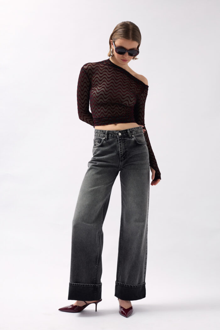Leg Pleated High Waist Jean - Snow Wash Smoked - Producer: Black Fashion - Wholesale Women Clothes - TheBS Women