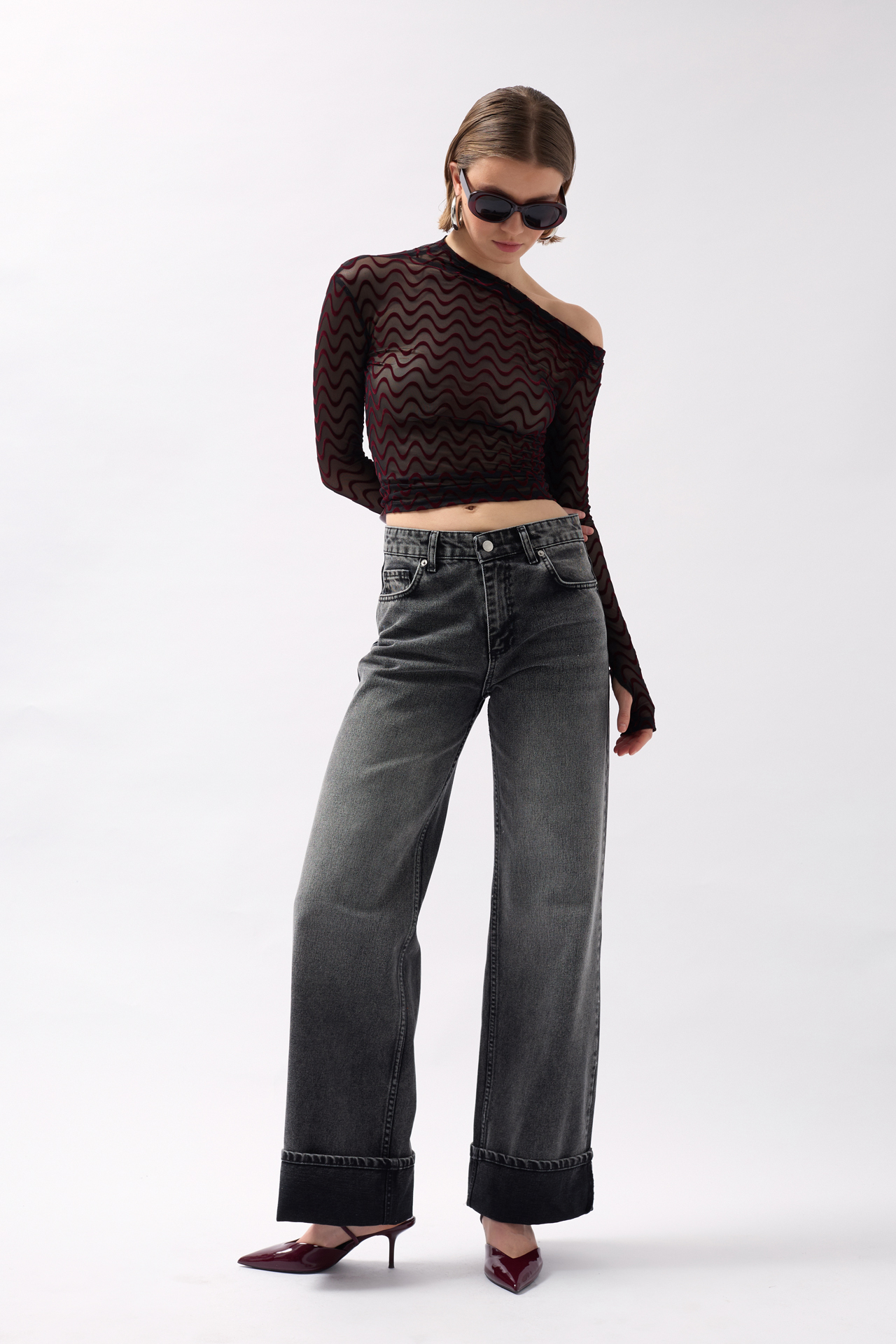Leg Pleated High Waist Jean - Snow Wash Smoked - Producer: Black Fashion - Wholesale Women Clothes - TheBS Women
