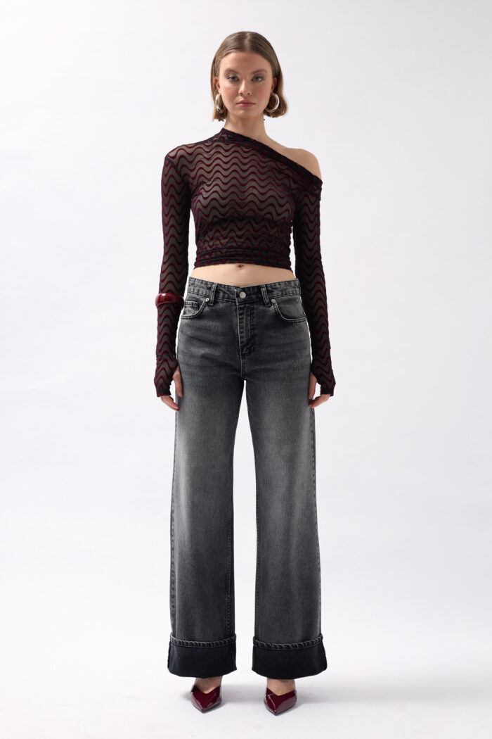 Leg Pleated High Waist Jean - Snow Wash Smoked - Producer: Black Fashion - Wholesale Women Clothes - TheBS Women