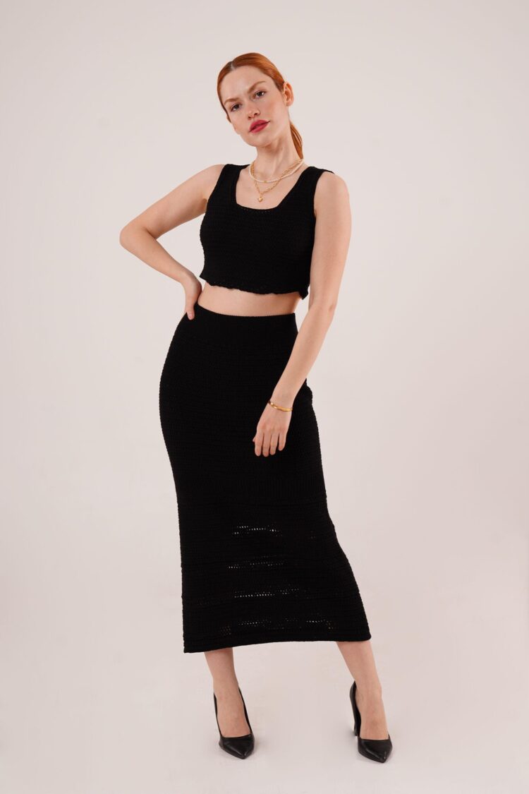 Knitted Detailed Skirt And Blouse WholesaleSuit - Producer: Lustrin - Wholesale Women Clothes - TheBS Women
