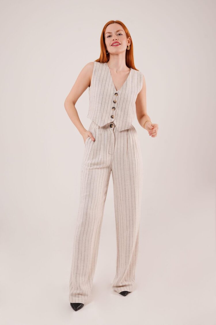 Wholesale Double Suit With Vest And Pants Black Stripe - Producer: Lustrin - Wholesale Women Clothes - TheBS Women