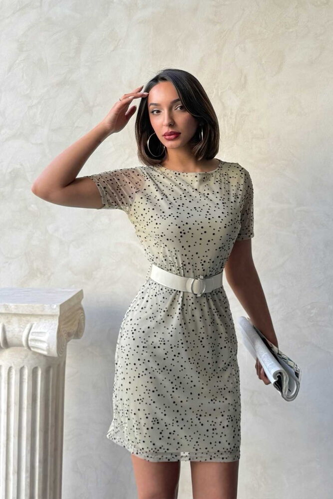 StoneBelted Short Sleeve Wholesale Dress - Producer: Topshow - Wholesale Women Clothes - TheBS Women