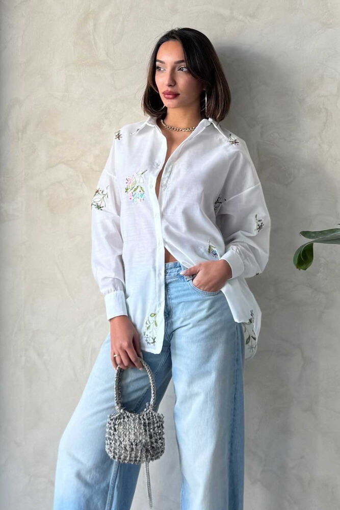 Embroidered Shirt - Cream - Producer: Topshow - Wholesale Women Clothes - TheBS Women