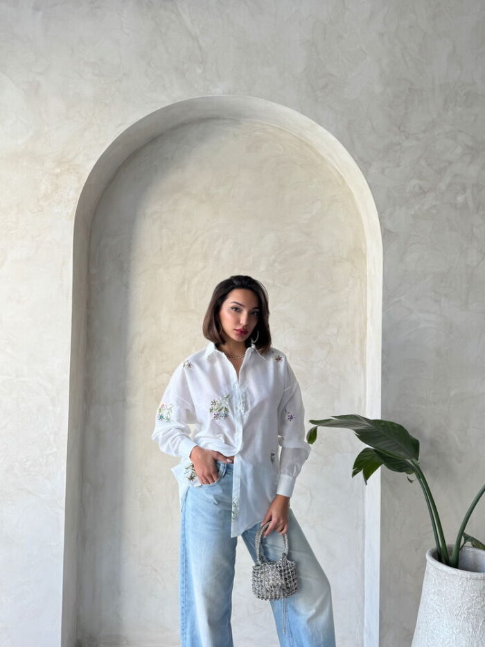 Embroidered Shirt - Cream - Producer: Topshow - Wholesale Women Clothes - TheBS Women