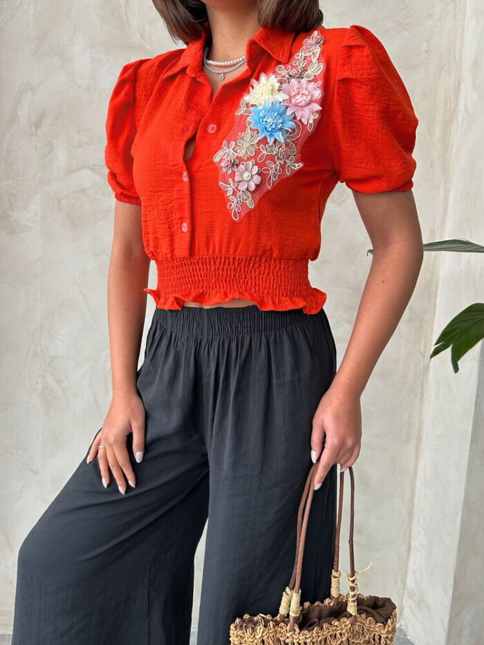 Floral Linen Shirt - Producer: Topshow - Wholesale Women Clothes - TheBS Women