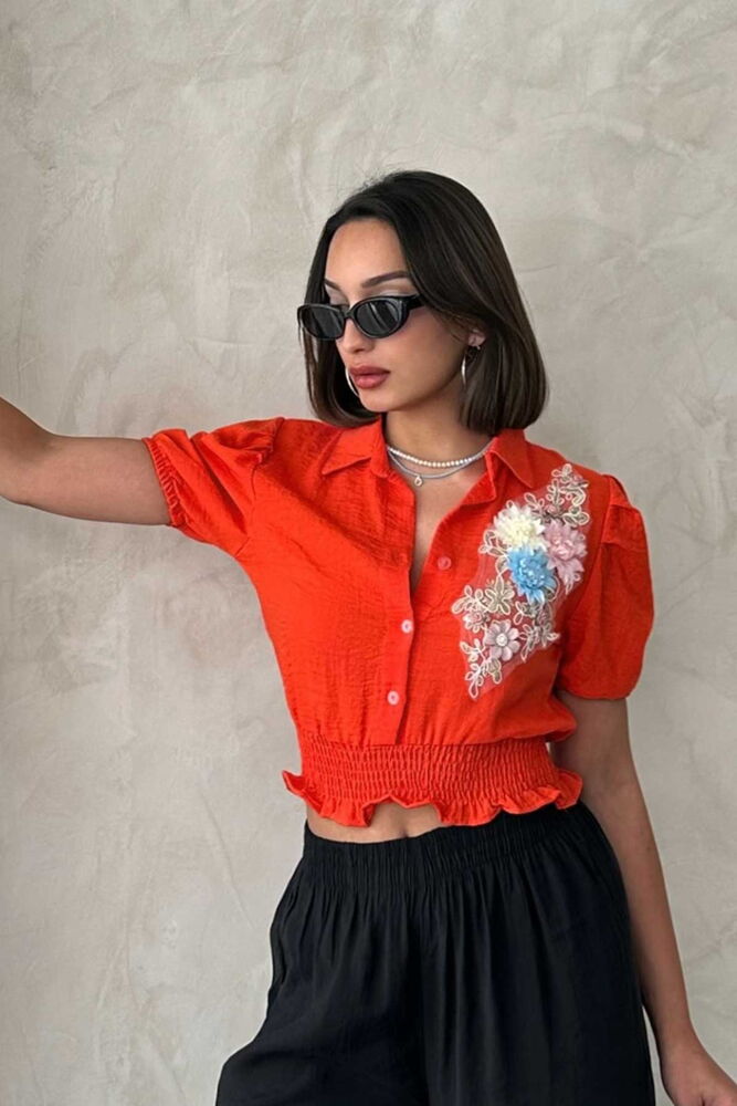 Floral Linen Shirt - Producer: Topshow - Wholesale Women Clothes - TheBS Women