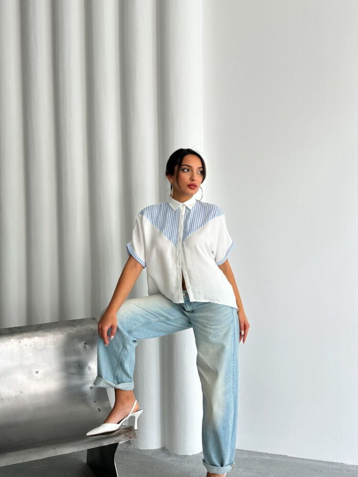 Stripe Detailed Shirt - Light - Producer: Topshow - Wholesale Women Clothes - TheBS Women