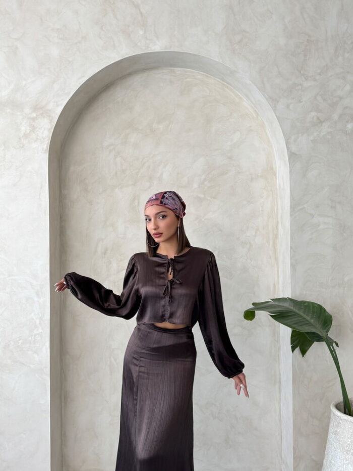 Lace Satin Front Tie Blouse - Producer: Topshow - Wholesale Women Clothes - TheBS Women