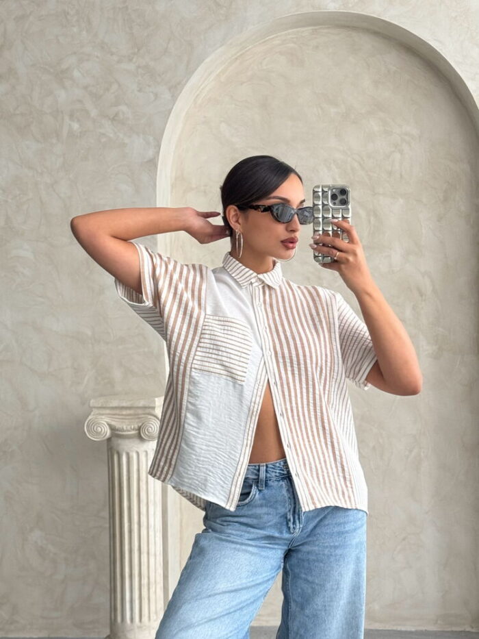 Striped Wholesale Shirt WithFragment - Producer: Topshow - Wholesale Women Clothes - TheBS Women
