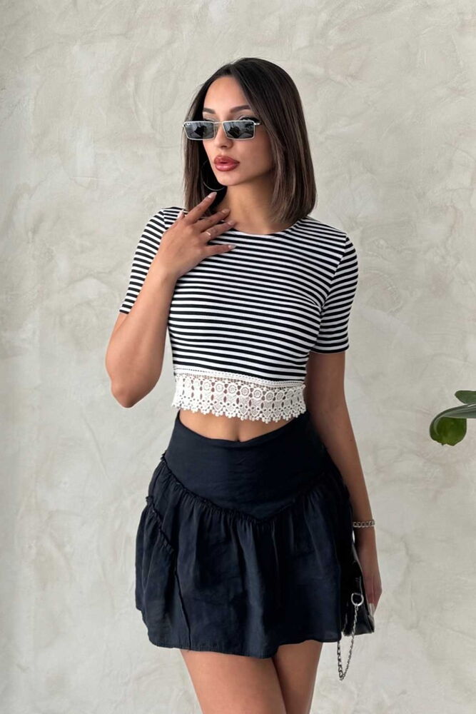 Lace Striped Blouse With Skirt - Multicolor - Producer: Topshow - Wholesale Women Clothes - TheBS Women