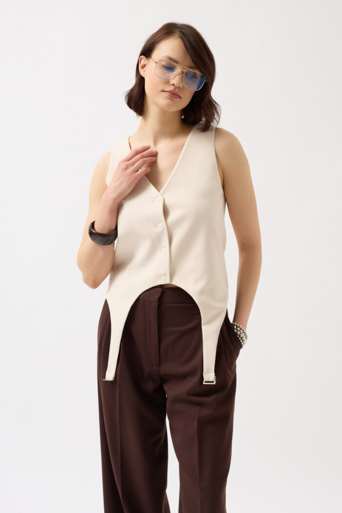 Belt Detail V-Neck Vest - Producer: Black Fashion - Wholesale Women Clothes - TheBS Women