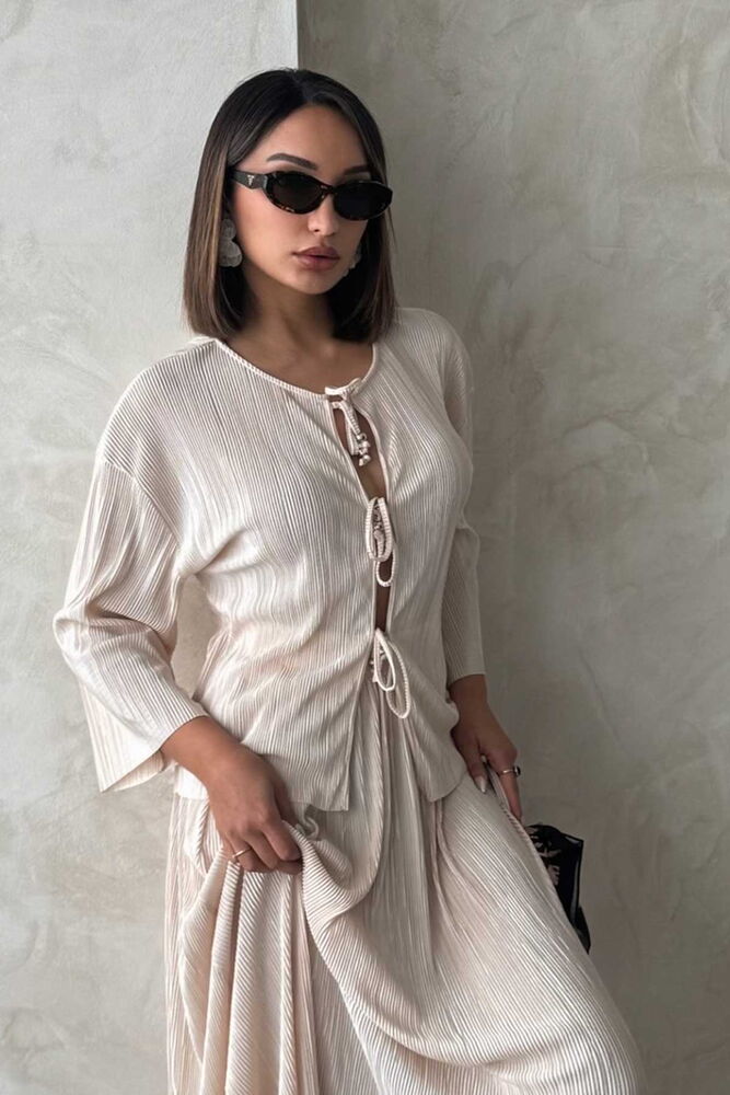 Front Tie Pleated Jacket - Producer: Topshow - Wholesale Women Clothes - TheBS Women