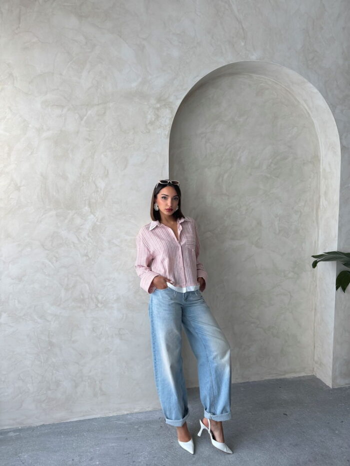 Poplin Detailed Striped Shirt - Multicolor - Producer: Topshow - Wholesale Women Clothes - TheBS Women