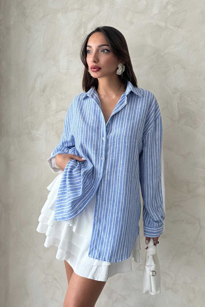 Striped Linen Shirt - Light - Producer: Topshow - Wholesale Women Clothes - TheBS Women