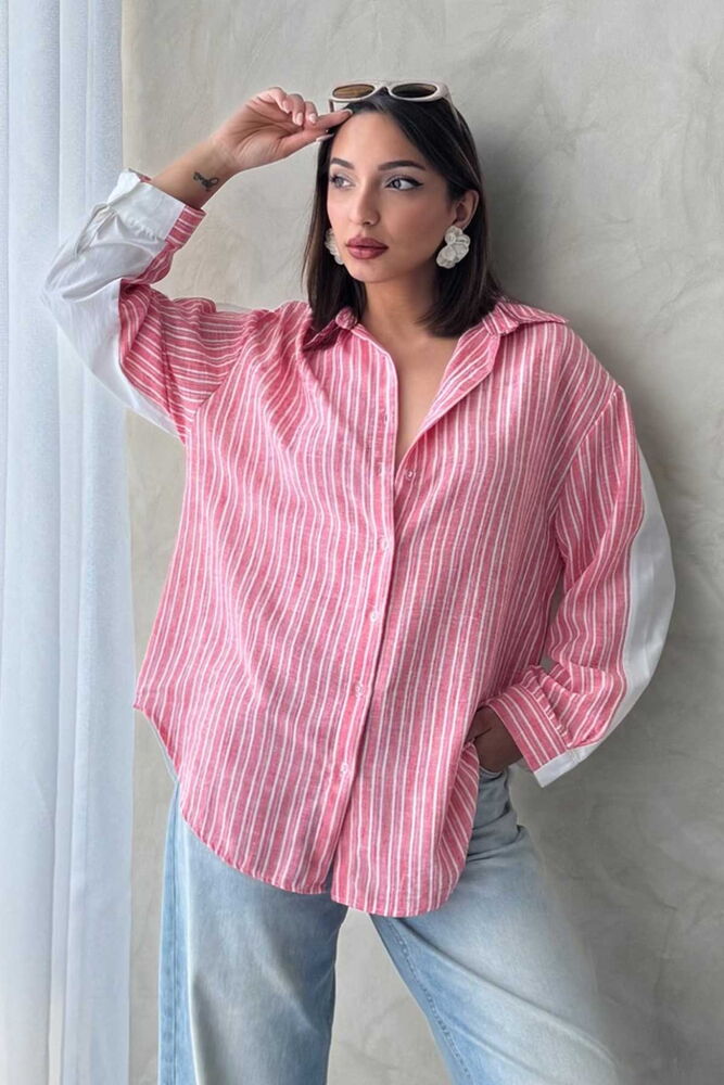 Striped Linen Shirt - Multicolor - Producer: Topshow - Wholesale Women Clothes - TheBS Women