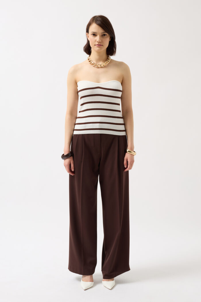 Striped Strapless Textured Blouse - White - Producer: Black Fashion - Wholesale Women Clothes - TheBS Women
