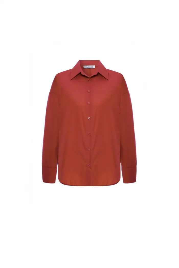 Front Buttoned Shirt - Burgundy - Producer: EYYO ATELIER - Wholesale Women Clothes - TheBS Women