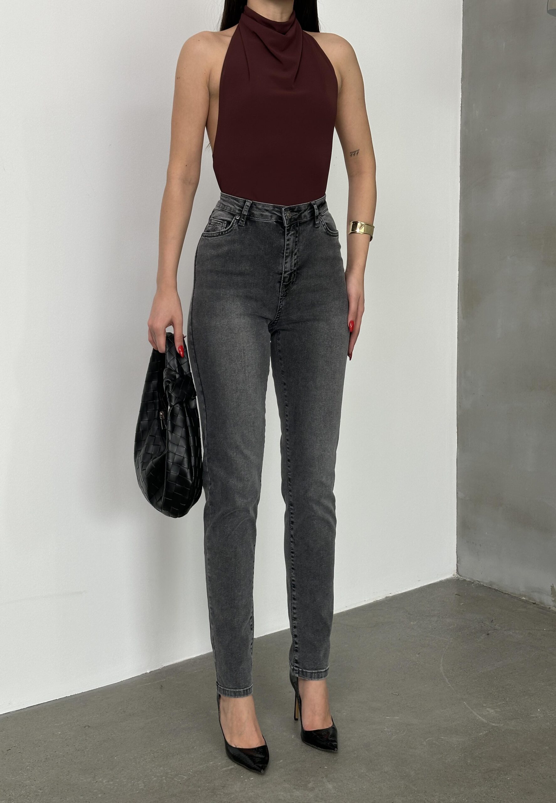 High Waist Classic Cut Skinny Leg Anthracite Jeans - Brand: LACARINO - Women & Kids, Baby Clothes Wholesale - TheBS Women