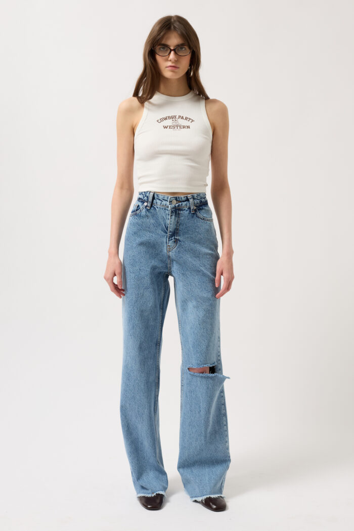 Laser Cut Wide Leg Jean - Producer: Black Fashion - Wholesale Women Clothes - TheBS Women