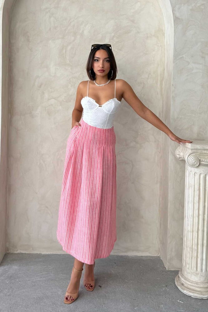 Striped Linen Skirt - Producer: Topshow - Wholesale Women Clothes - TheBS Women
