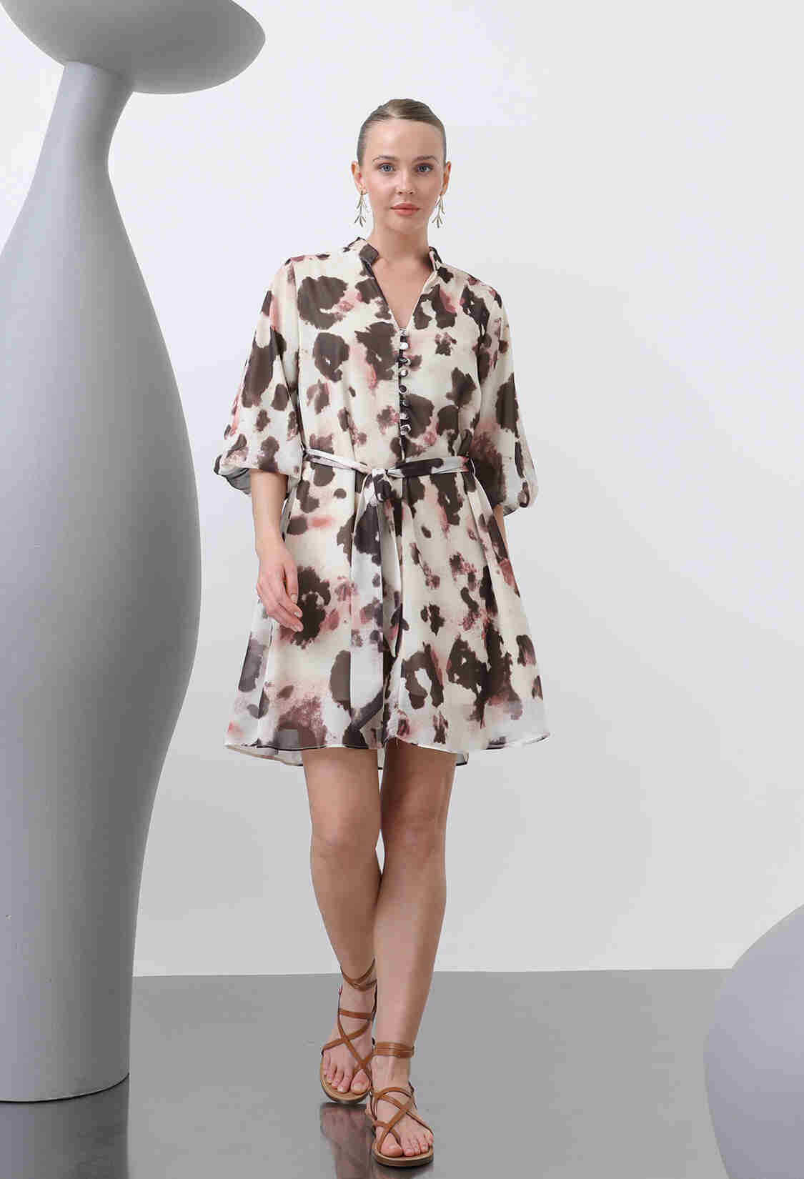 Patterned Short Dress - Multicolor - Brand: SOUL - Women & Kids, Baby Clothes Wholesale - TheBS Women