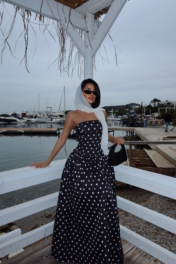 Tara Polka Dot Long Dress - Producer: EYYO ATELIER - Wholesale Women Clothes - TheBS Women