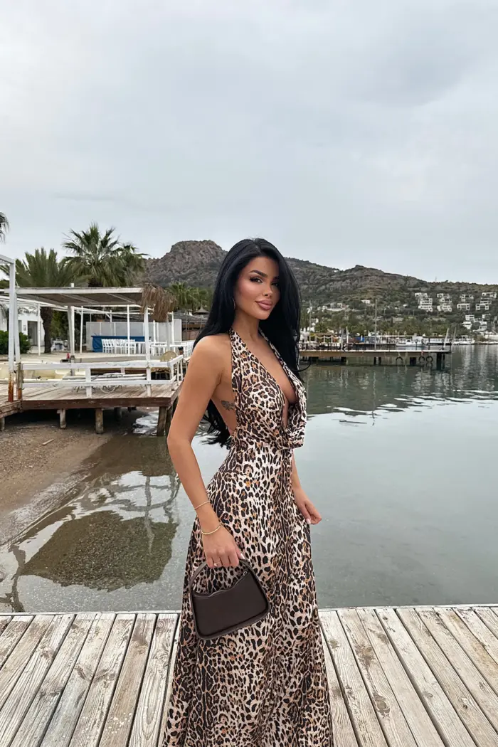 Dulcie Long Leopard Dress - Producer: EYYO ATELIER - Wholesale Women Clothes - TheBS Women