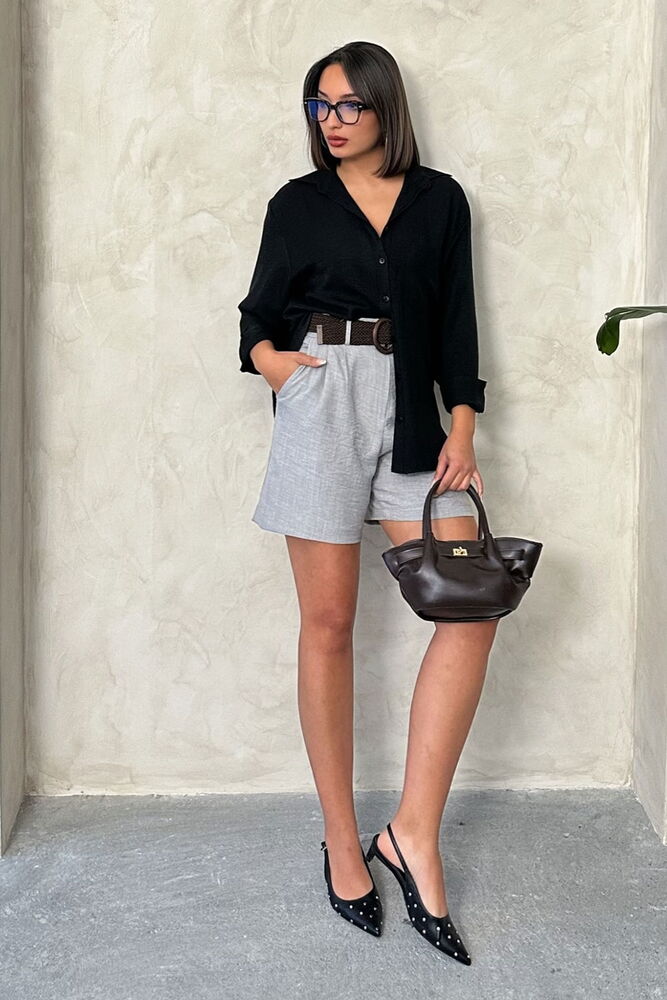 Gray D 2686 Belted Shorts - Producer: Topshow - Wholesale Women Clothes - TheBS Women