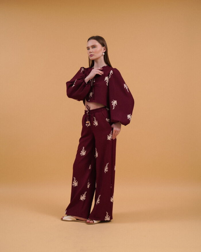 Embroidered Pants - Burgundy - Producer: Topshow - Wholesale Women Clothes - TheBS Women