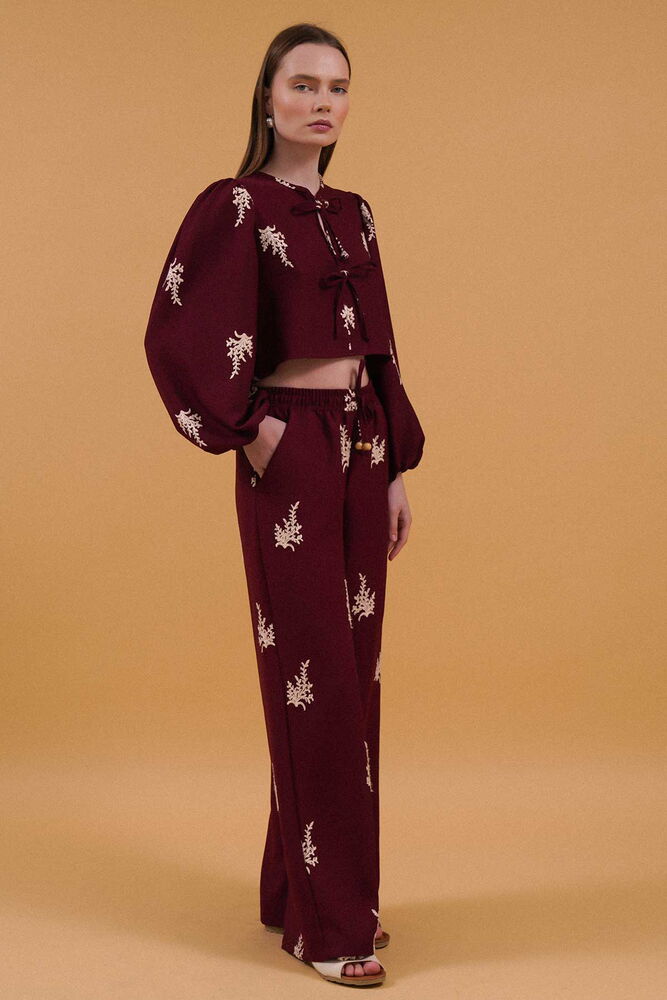 Embroidered Pants - Burgundy - Producer: Topshow - Wholesale Women Clothes - TheBS Women