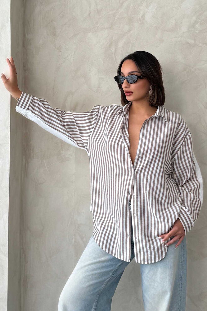 Striped Linen Shirt - Producer: Topshow - Wholesale Women Clothes - TheBS Women