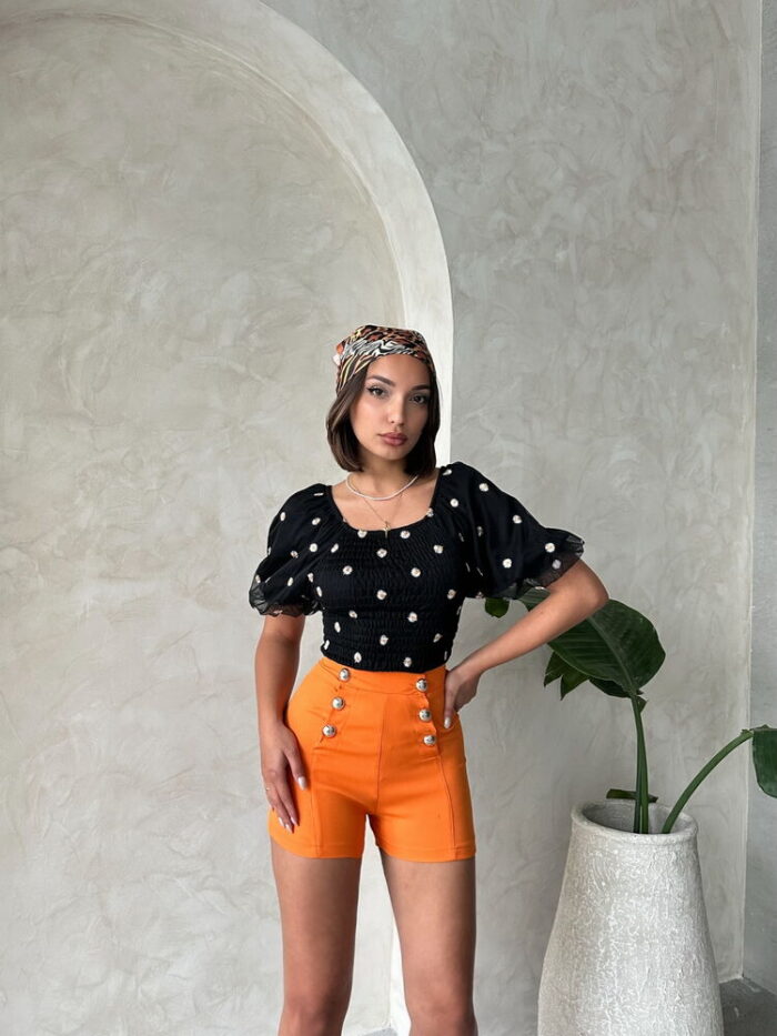 Gipe Detailed Patterned Chiffon Wholesale Blouse - Producer: Topshow - Wholesale Women Clothes - TheBS Women