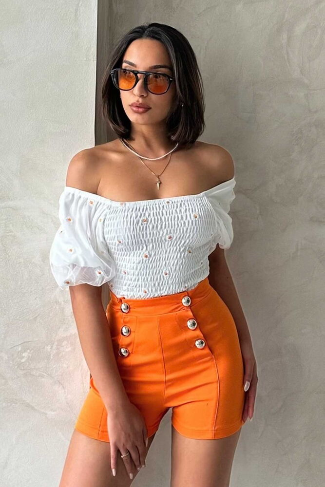 Gipe Detailed Patterned Chiffon Wholesale Blouse - Producer: Topshow - Wholesale Women Clothes - TheBS Women