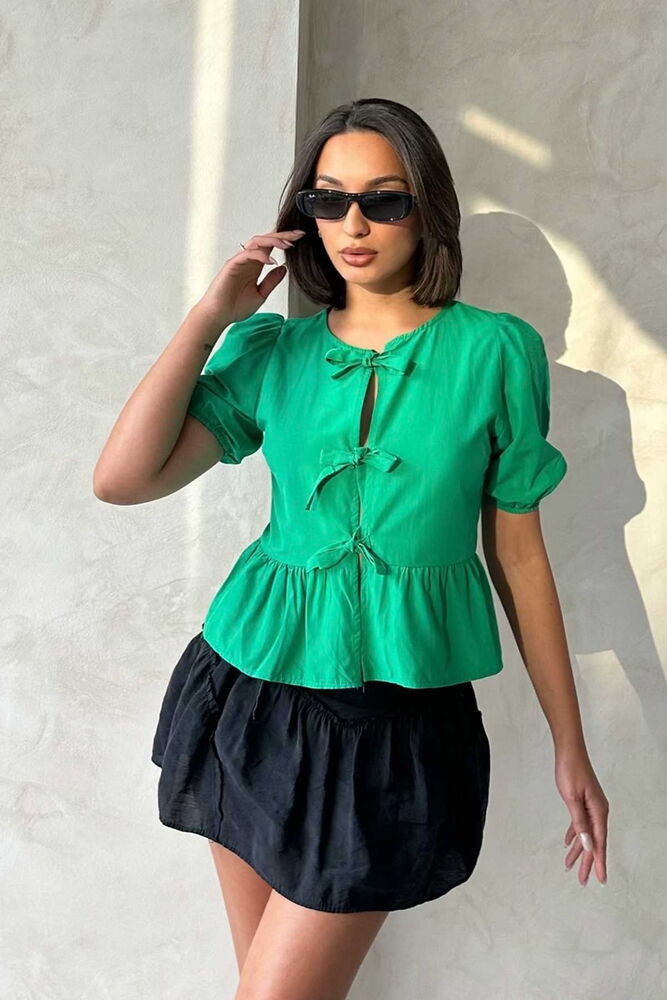 Front Tie Poplin Wholesale Blouse - Producer: Topshow - Wholesale Women Clothes - TheBS Women