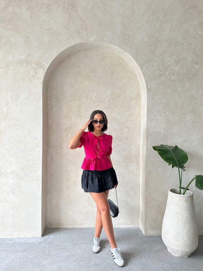 Front Tie Poplin Wholesale Blouse - Producer: Topshow - Wholesale Women Clothes - TheBS Women