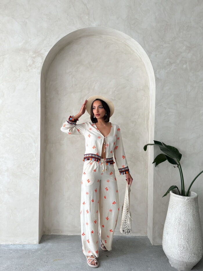 Front Tie Embroidered Shirt - Producer: Topshow - Wholesale Women Clothes - TheBS Women