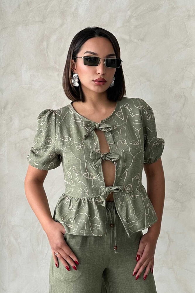 Front Tie Embroidered Blouse - Light - Producer: Topshow - Wholesale Women Clothes - TheBS Women
