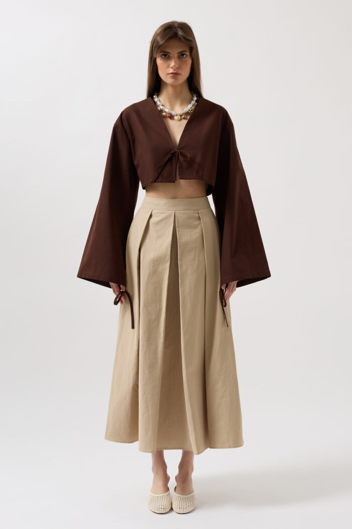 Tie Up Detail Long Sleeve Blouse - Producer: Black Fashion - Wholesale Women Clothes - TheBS Women