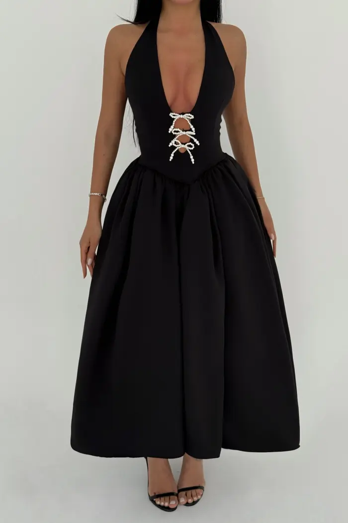 Ballerina Pearl Bow Detail Dress - Producer: EYYO ATELIER - Wholesale Women Clothes - TheBS Women