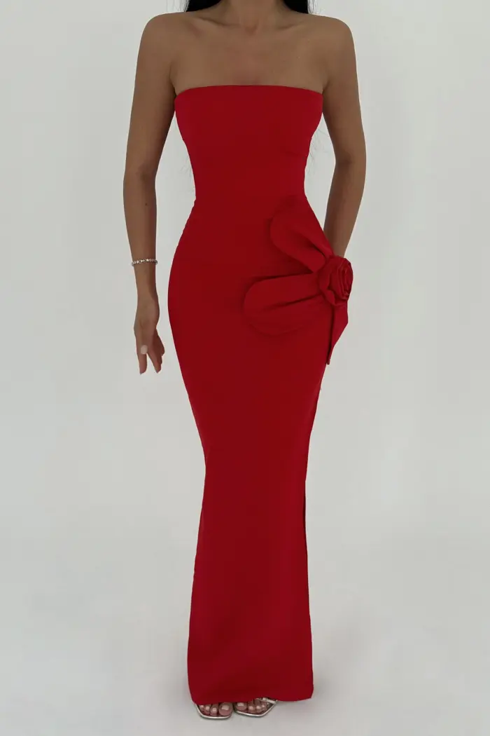 Rose Detail Strapless Dress - Producer: EYYO ATELIER - Wholesale Women Clothes - TheBS Women