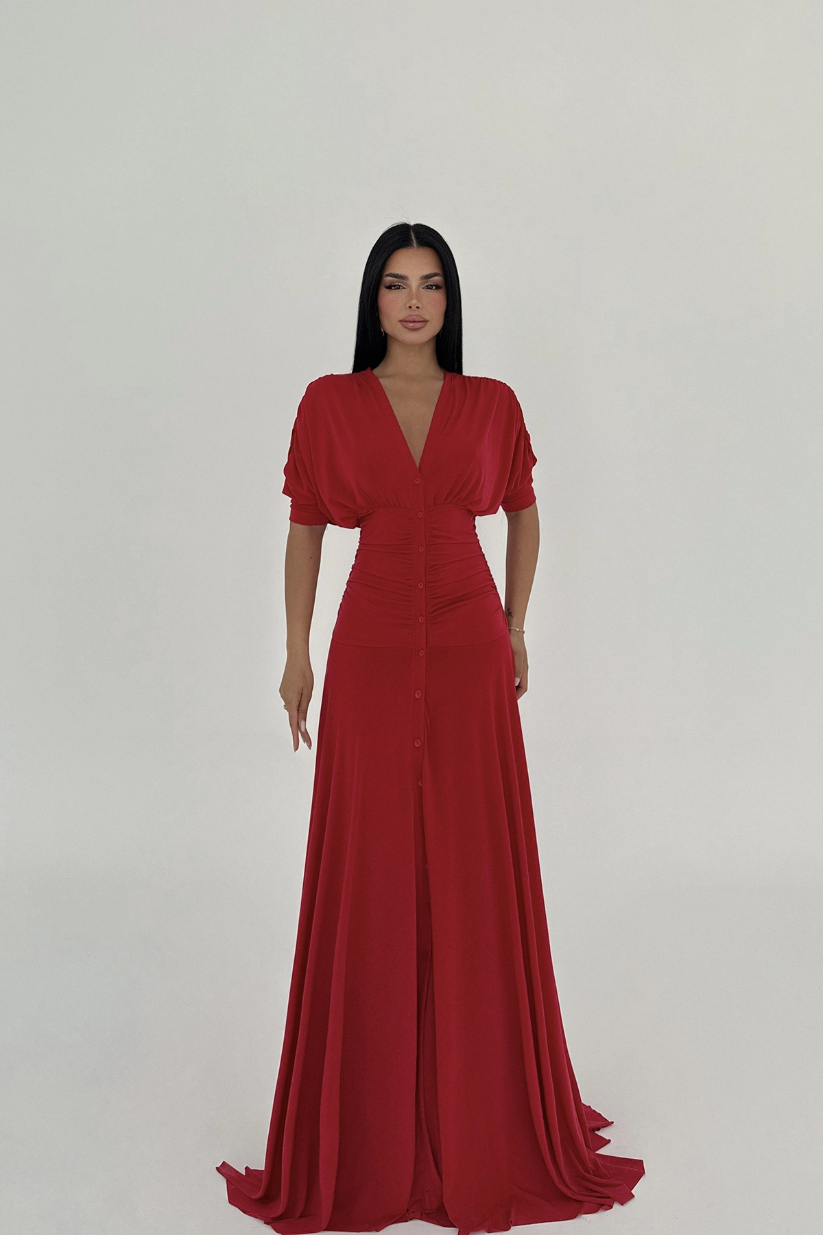 Button Detail Long Dress - Producer: EYYO ATELIER - Wholesale Women Clothes - TheBS Women