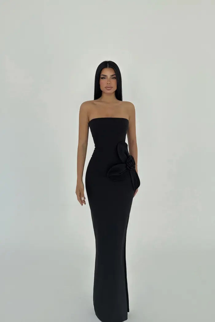 Rose Detail Strapless Dress - Producer: EYYO ATELIER - Wholesale Women Clothes - TheBS Women