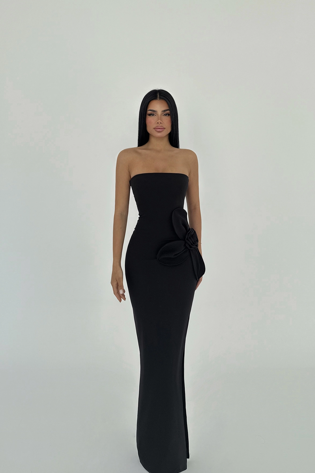Rose Detail Strapless Dress - Producer: EYYO ATELIER - Wholesale Women Clothes - TheBS Women